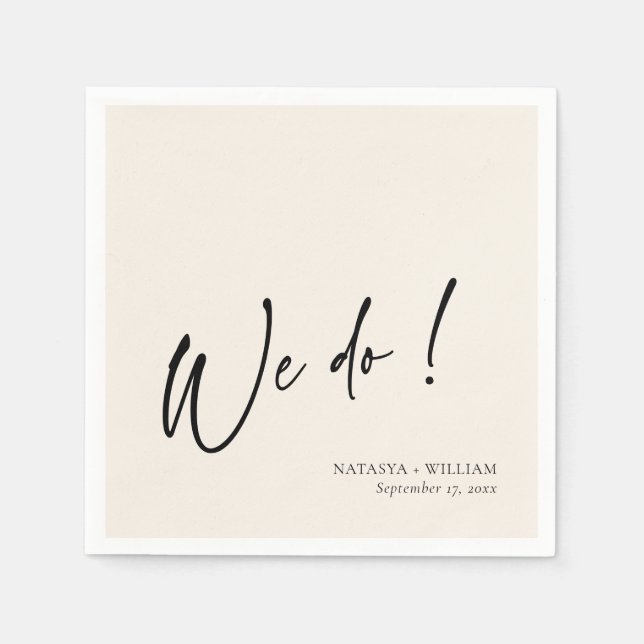 Elegant Ivory "We Do" Personlig Bröllop Napkins Pappersservett (Framsidan)