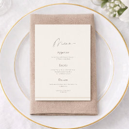 Elegant Ivory Wedding Menu with Thank You Card  Inbjudningar