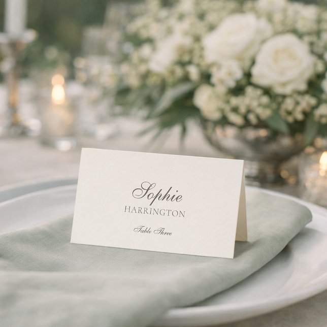 Elegant Ivory Wedding Place Card  Kort (Skapare uppladdad)