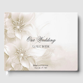 Elegant Ivory White Flowers Guest Bok