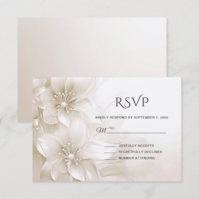 Elegant Ivory White Flowers OSA kort (Fram/baksida)
