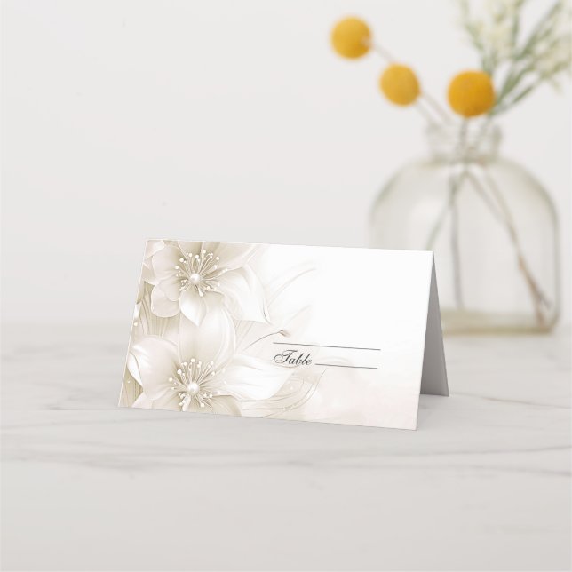 Elegant Ivory White Flowers Place Card Placeringskort (Framsida)