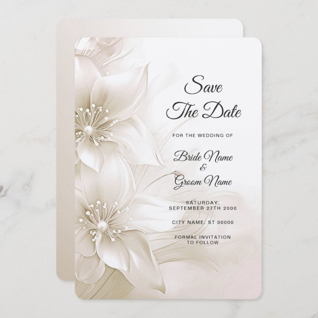 Elegant Ivory White Flowers Spara datum Spara Datumet (Fram/baksida)