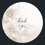 Elegant Ivory White Flowers Sticker Runt Klistermärke<br><div class="desc">Beautiful Elegant Ivory White Flowers Sticker</div>