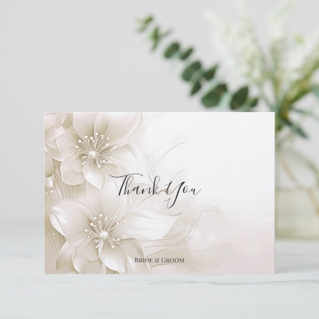 Elegant Ivory White Flowers - tackkort Tack Kort (Stående Fram)