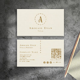 Elegant Ivory White Glitter Creamy Guld Monogram Visitkort