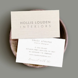 Elegant Ivory White Linen-Professionell Visitkort