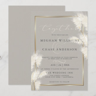 Elegant Ivory White Pampas Grass Inbjudningar