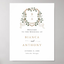 Elegant ivy Greenery Blommigt Vapensköld Välkomstt Poster