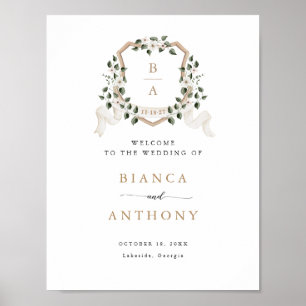 Elegant ivy Greenery Blommigt Vapensköld Välkomstt Poster
