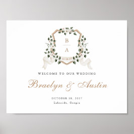 Elegant ivy Greenery Blommigt Vapensköld Välkomstt Poster