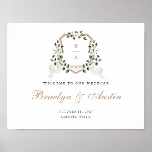 Elegant ivy Greenery Blommigt Vapensköld Välkomstt Poster