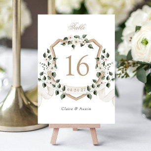 Elegant Ivy Greenery Blommigt White Vapensköld Brö Bordsnummer
