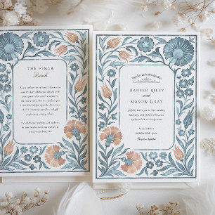 Elegant Iznik Stil Blommigt Bröllop Inbjudningar