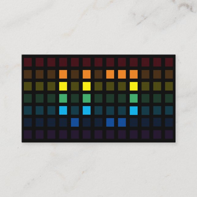 Elegant J rainbow squares Music equalizer DJ Visitkort (Framsida)