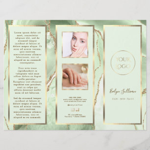 Elegant Jade Grönt och Guld Agate Brochure
