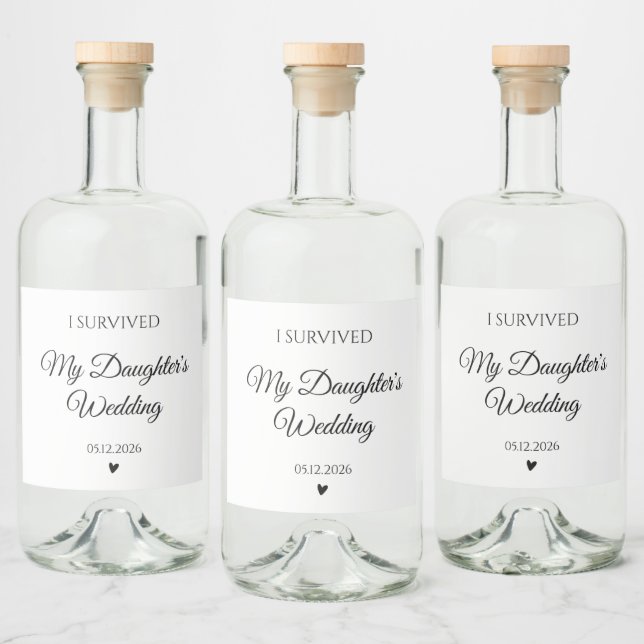 Elegant Jag överlevde min dotters bröllopsvin  Spritflaskor Etikett (Flaskor)