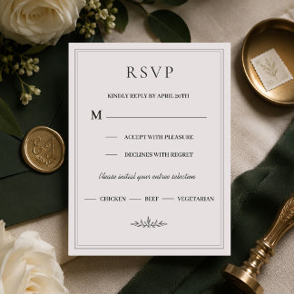 Elegant jaktgrön monogram bröllops-RSVP-kort OSA Kort
