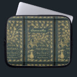 Elegant Jane Austen Pride och fördomsfullt Bok Cov Laptop Fodral<br><div class="desc">Personligens gåva till Jane Austen fläkt med Pridets bild och Fördomens bok täcke,  mörk grönt med en faux giled peace ock.</div>