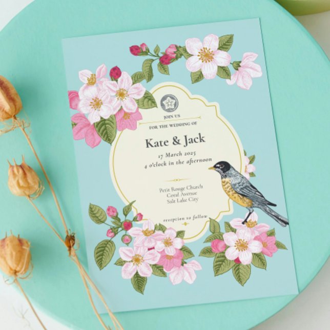 Elegant Japanese Floral Wedding Invitation Meddelande (japanese wedding invitation)