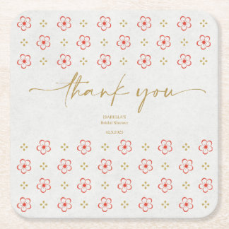 Elegant Japanese Plum Blossom Underlägg Papper Kvadrat