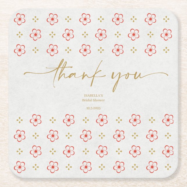 Elegant Japanese Plum Blossom Underlägg Papper Kvadrat (Framsidan)