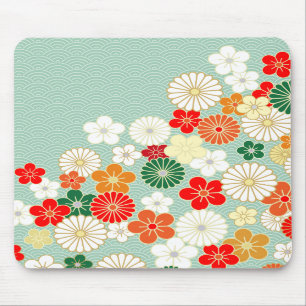 Elegant japansk blommönster Mousepad Musmatta