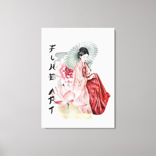 elegant Japansk Geisha Girl Canvastryck (Framsida)