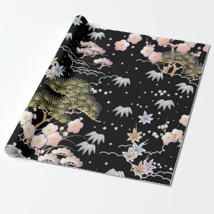 Elegant Japansk inspirerad botanisk teckning  Presentpapper