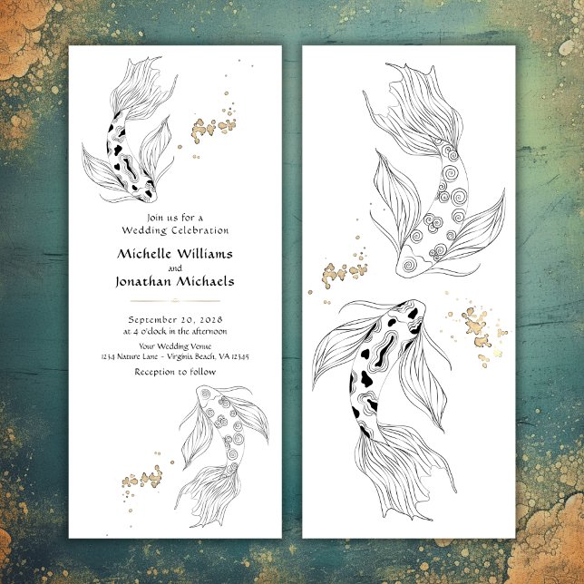Elegant Japansk koi Fish Bröllop Inbjudningar (Elegant Japanese Koi Fish Wedding Invitation)