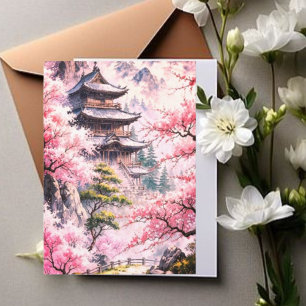 Elegant japansk körsbärsblom- och slottbröllop I Inbjudningar