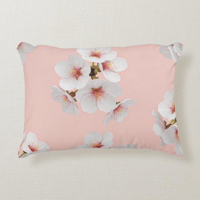 Elegant japansk mandelblomning sömlös mönster prydnadskudde (Framsidan)
