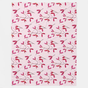 Elegant Japansk rödmapel Träd Frö vattenfärg Fleecefilt