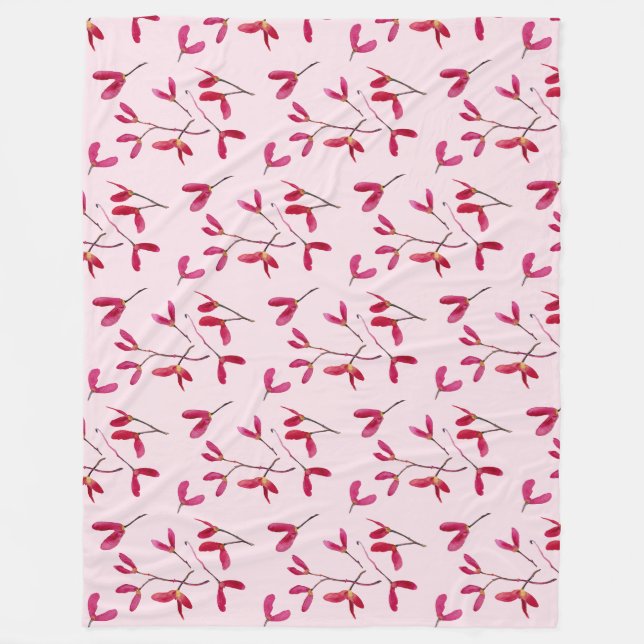 Elegant Japansk rödmapel Träd Frö vattenfärg Fleecefilt (Framsidan)