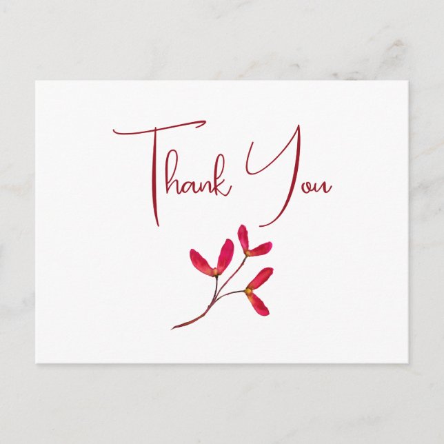 Elegant Japansk rödmapel Träd Frö vattenfärg Vykort (Framsida)