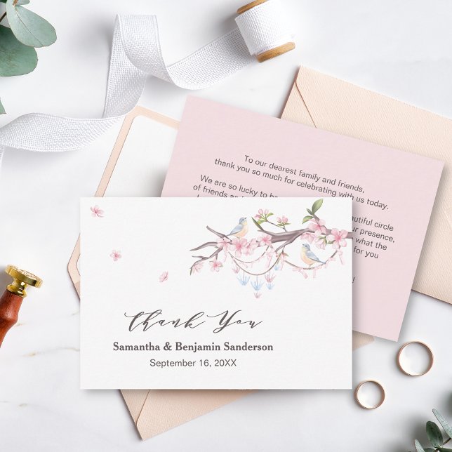 Elegant Japansk Sakura Cherry Blommar Bröllop Tack Kort (Skapare uppladdad)