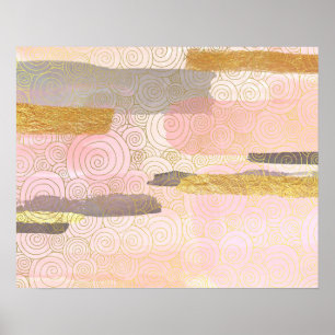 Elegant Japansk Stil Abstrakt Vågar Artwork Poster