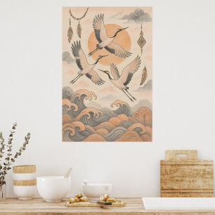 Elegant japansk trankonst Minimalistisk Poster