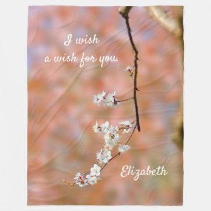 Elegant Japanska Apricot-Blommar Fleecefilt