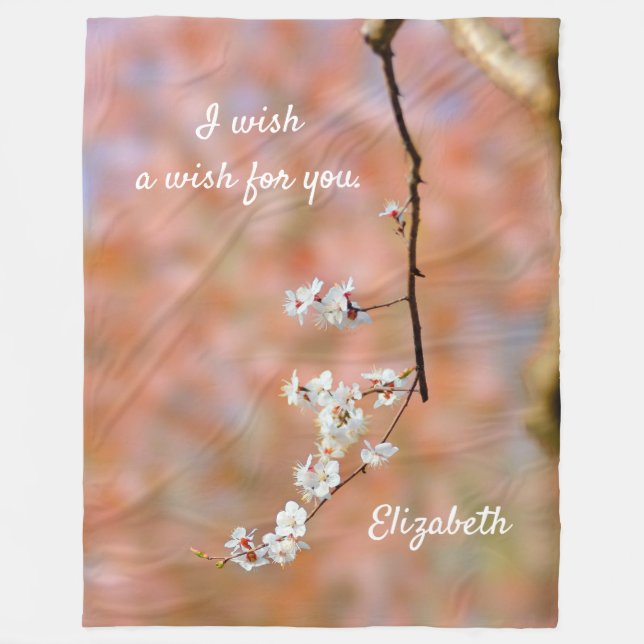 Elegant Japanska Apricot-Blommar Fleecefilt (Framsidan)