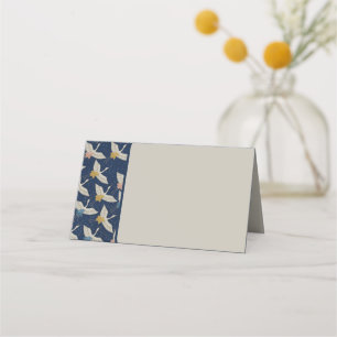 Elegant Japanska Cranes Blue-Bröllopsfesten Placeringskort