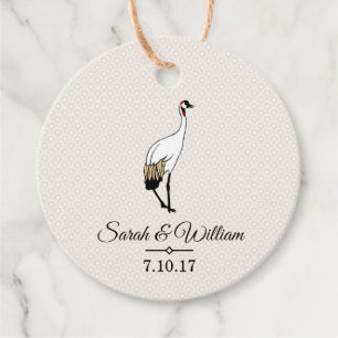 Elegant Japanska Cranes & Taupe Bröllop Gåvor Etiketter