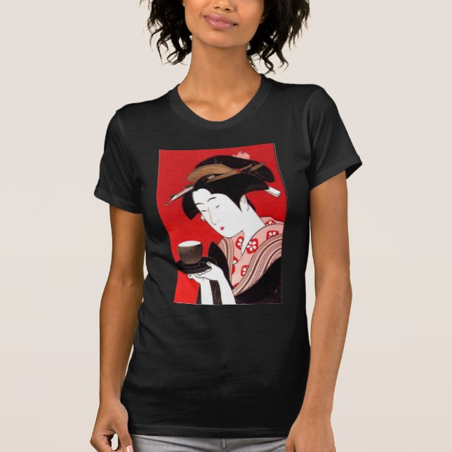 Elegant japanska Dam Tea Serving Ceremony Art Tee (Framsida)