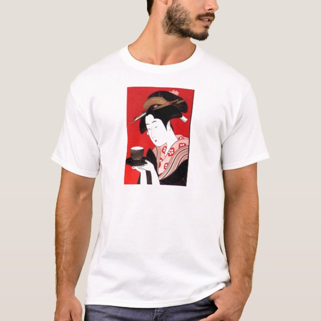 Elegant japanska Dam Tea Serving Ceremony Art Tee (Framsida)