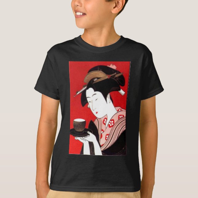 Elegant japanska Dam Tea Serving Ceremony Art Tee Shirt (Framsida)