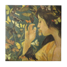 Elegant japanska kvinnor med vackra fjärilar