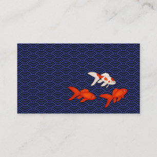 Elegant Japanska Stil Seigaiha & Goldfish Visitkort