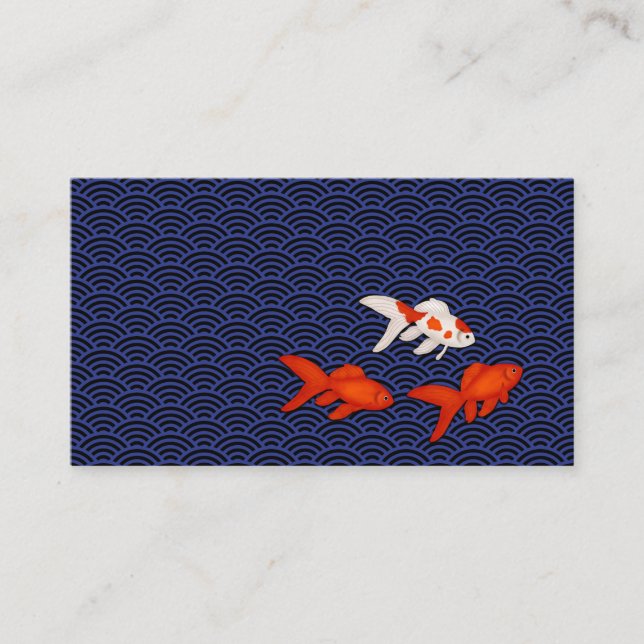 Elegant Japanska Stil Seigaiha & Goldfish Visitkort (Framsida)
