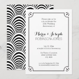 Elegant Jazz Age Black and White Bröllop Anniversa Inbjudningar