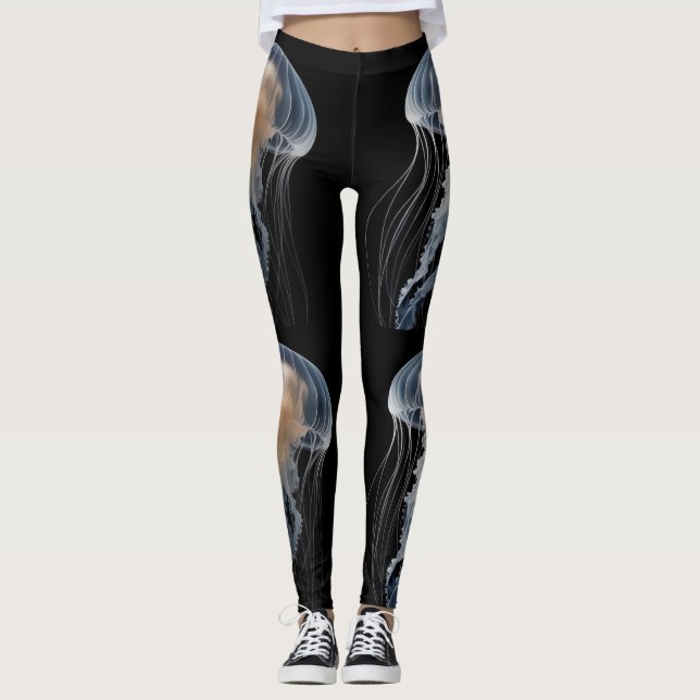 "Elegant Jellyfish Leggings: Unique Ocean-Inspired Leggings (Framsida)